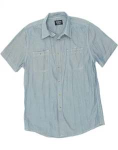 PULL & BEAR Mens Short Sleeve Shirt XL Blue Cotton BO90 - Picture 1 of 3