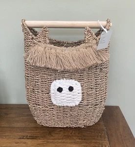 NEXT Hamish Toilet Roll Holder & Storage Basket Highland Cow Woven Seagrass BNWT - Picture 1 of 3