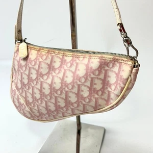 Christian Dior borsa da sella borsetta tracolla trotter rosa bianca marsupio borsetta PVC - Foto 1 di 12