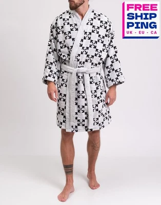 RRP€275 OFF-WHITE HOME Jacquard Arrow Intarsia Bath Robe Size S/M Made in Italy - Image 1 of 4