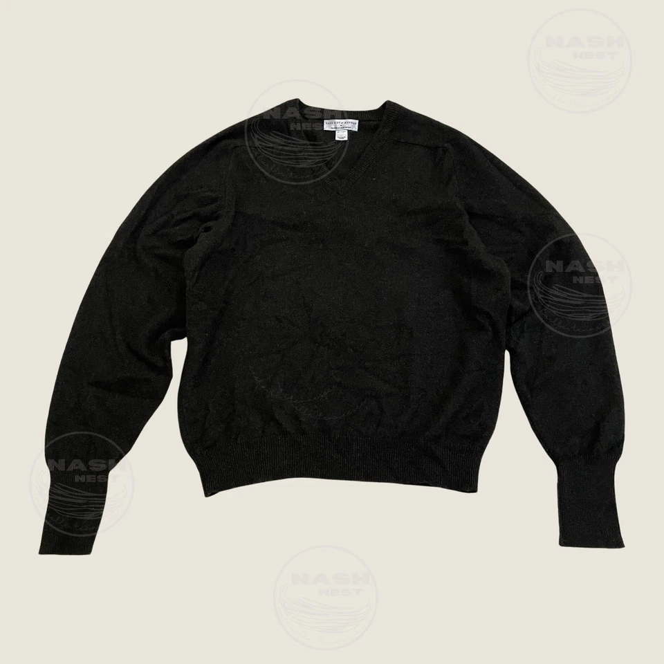 Suéter De Colección Saks Fifth Ave Marrón Oliva 100% Cachemira | Cuello en V, Gran Bretaña, Raro Foto 1 de 4