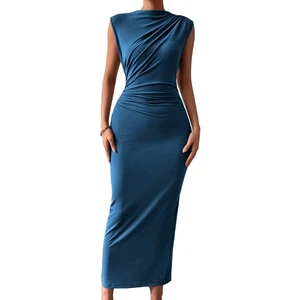 Mujer Vestido Volantes, Entallado, Azul, XL Q5X68862 - Imagen 1 de 7