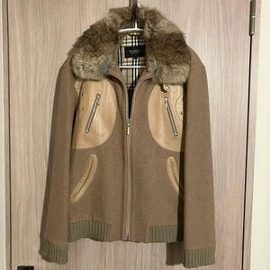 Burberry Black Label Sheep Leather Rabbit Fur Jacket Nova Check Men #EK BCA - Picture 1 of 7
