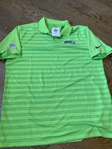 NFL Seattle Seahawks NIKE Dri Fit Team Issue Lime Green Polo Golf Shirt Mens L - Bild 1 von 6