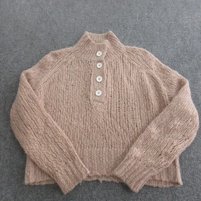 Everlane Sweater Womens Small Pink Alpaca Merino Wool Chunky Henley Knit Cozy - Image 1 of 4