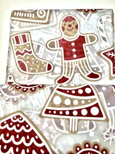 LARGE CHRISTMAS GINGERBREAD COOKIES PEVA SHOWER CURTAIN METAL GROMMETS SWEETS - Picture 1 of 14