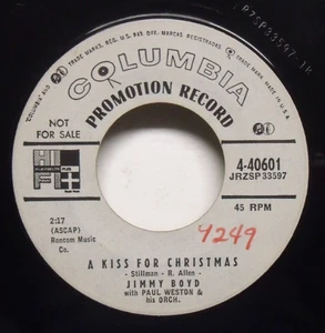 Jimmy Boyd - A Kiss For Christmas - 1955 Holiday Promo 45 on Columbia - Bild 1 von 2