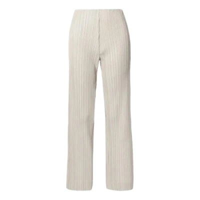 Cream Nanushka Pleated Vegan Leather Trousers Size Medium - Image 1 of 4