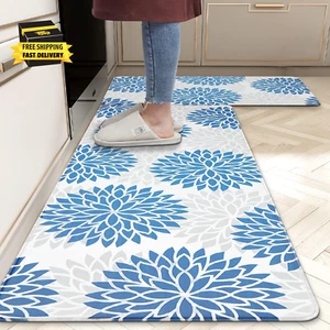 anti Fatigue Kitchen Rug Sets 2 Piece Non Slip Kitchen Mats for Floor Cushioned  - Picture 1 of 7