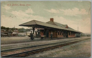 DERBY CT RAILROAD STATION RAILWAY TRAIN DEPOT ANTIQUE POSTCARD - Picture 1 of 2