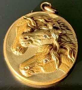 Pharoah’s Horses Chariot Locket Pendant Victorian Antique Engraved - Picture 1 of 10
