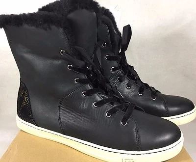 UGG Australia Croft Exotic Snakeskin Velvet Black Lace Up 1014493 High Tops - Image 1 of 4
