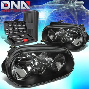FOR 1999-2006 VOLKSWAGEN JETTA CABRIO CRYSTAL PROJECTOR HEADLIGHTS+TOOLS BLACK - Picture 1 of 4