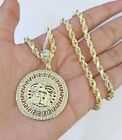 Real 10k Yellow Gold Rope Chain Head Charm Set 4mm 18"-26"Inch Necklace