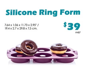 Molde de hielo Tupperware forma de anillo de silicona donuts pasteles brownies golosinas crujientes - Imagen 1 de 5