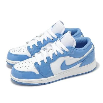Nike Air Jordan 1 Low SE GS AJ1 UNC Patent Kids Youth Women Casual FZ3929-114 - Image 1 of 4