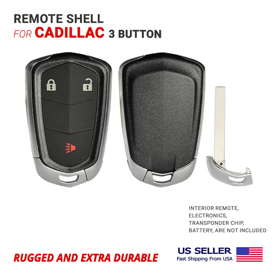 Remote Key Shell For Cadillac with 3 Button Emergency Key HU100 Foto 1 de 1