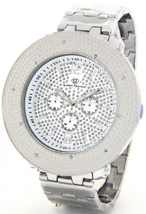 NEW SUPER TECHNO BY JOE RODEO MENS DIAMOND WATCH SILVER TONE CASE METAL BAND - Picture 1 of 7
