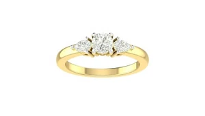 14K Lab Grown 1.01 CT Round & Pearl Diamond VVS-VSFG 3.25 GMS Beautiful Ring - Picture 1 of 8
