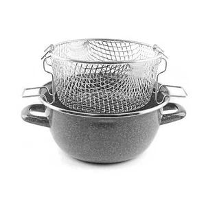 Frittiertopf aus Spanien Stahl-Emaille Topf 20 cm mit Korb | VITRINOR K2 - Bild 1 von 4