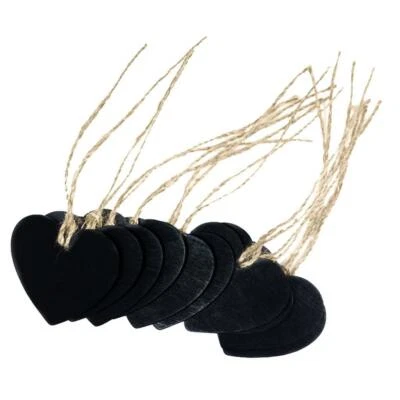 10x Mini Heart Shaped Chalk Message Memo Board Blackboard Hanging Xmas Tag - Image 1 of 4