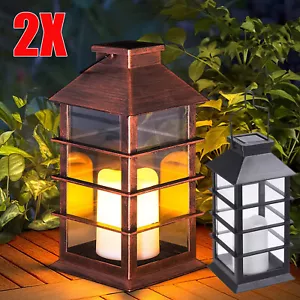 Laterne Solarleuchte Gartenlampe Leuchte Akku Wetterfest Kerze Flackereffekt LED - Bild 1 von 23