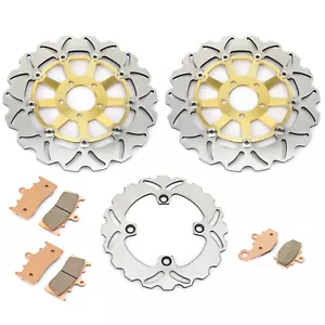 For KAWASAKI ZX9R NINJA E1 E2 2000 2001 Front Rear Brake Discs Disks Rotors Pads - Picture 1 of 11