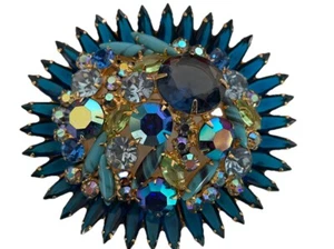 Vintage Juliana große blaue Strass Brosche - Bild 1 von 5