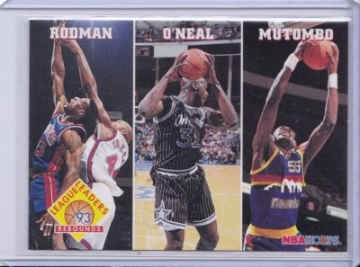 Rodman O'Neal Mutombo Rebounds League Leaders 1993-94 NBA Hoops Card 284 - Image 1 of 2