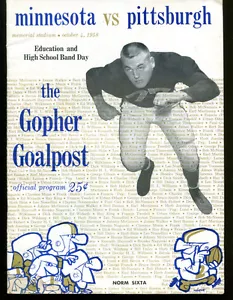 1958 Minnesota v Pitt Football Program 10/4/58 Norm Sixta Ex - Picture 1 of 4