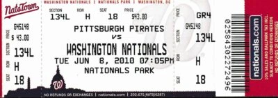 STEPHEN STRASBURG MLB Debut 1st WIN First Unused Full Ticket 6/8/2010 NATIONALS - Image 1 of 2