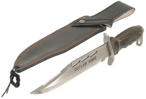 Outback Outlaw Hunting Knife 27cm 420 Stainless Steel Blade w Leather Sheath - Picture 1 of 7