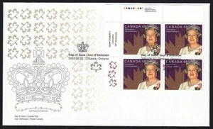 QUEEN ELIZABETH II CORONATION 50th = Official FDC UL block Canada 2003 - Picture 1 of 1