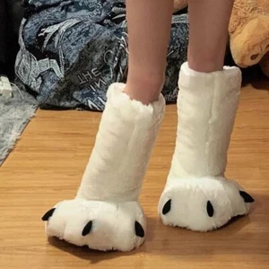 Invierno Mujeres Peluche Piel Oso Polar Pata Garra Botas Hogar Interior Informal Zapatos Cálidos - Imagen 1 de 7