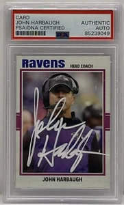 John Harbaugh Signed Autographed Baltimore Ravens Custom Card PSA/DNA Slabbed - Picture 1 of 2