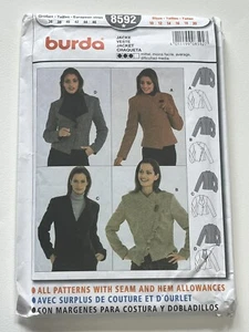 Giacca in tweed Burda 8592 motivo da cucire non tagliato 4 stili taglie 10-20 taglie taglie forti - Foto 1 di 2