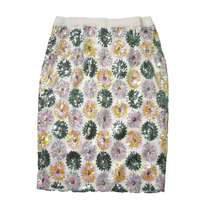 NWT J.Crew No 2 Pencil in Pink Teal Multi Floral Daisy Sequin Skirt 10 - Image 1 of 4