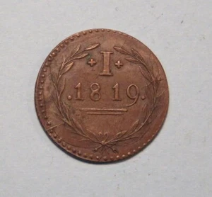 1819 Frankfurt German States 1 Pfennig Netherlands Bleyensteinse Duit Coin - Picture 1 of 3