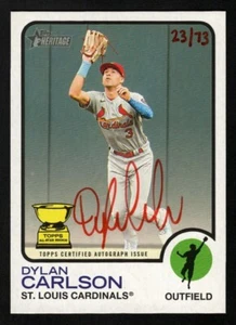 Dylan Carlson 2022 Heritage Rookie Cup Red Ink Autograph Auto 23/73 Cardinals - Picture 1 of 2
