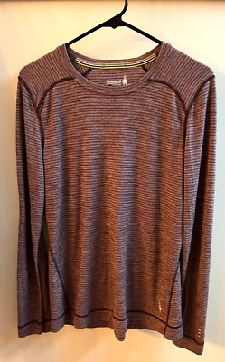 Smartwool Maroon / Purple Long Sleeve Striped Thermal Top Size LG - Good Cond. - Image 1 of 4