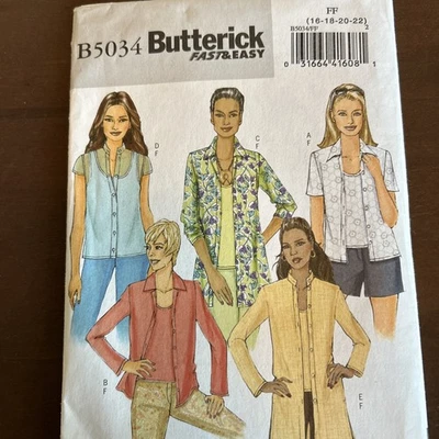 butterick patterns B5034 Misses Shirt And Tank Tops Sz 16-18-20-22 - Image 1 of 3