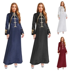 Women Halloween Priest Robe Long Pastor Vestments Catholic Chasuble Clergy Dress - Picture 1 of 57