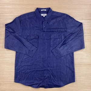 Vintage Eighty Eight Shirt Mens XL Blue Button Semi Shiny Glossy Sleek 90s Y2K - Picture 1 of 12