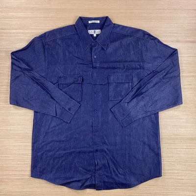 Vintage Eighty Eight Shirt Mens XL Blue Button Semi Shiny Glossy Sleek 90s Y2K - Image 1 of 4