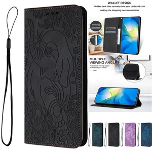 For Samsung S25 Ultra S24 Plus S23 Elephant Pattern Wallet Case Shockproof Cover - Picture 1 of 16