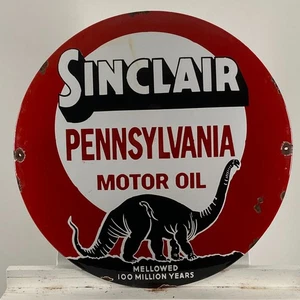 Sinclair Enamel Sign - Ø 50cm (19.7") - Garage Motor Oil Metal Advertising Decor - Picture 1 of 17