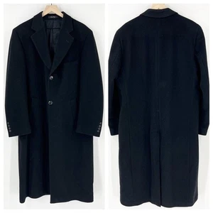 Ralph Lauren Chaps Black Wool Cashmere Blend Dress Coat Overcoat 42L - Picture 1 of 9