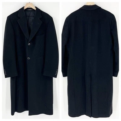 Ralph Lauren Chaps Black Wool Cashmere Blend Dress Coat Overcoat 42L - Image 1 of 4