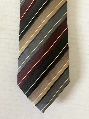 Croft & Barrow мужской галстук галстук полиэстер черный бордовый серый желтовато-коричневый белая полоса 57 - Изображение 1 из 4
