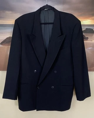 Vintage Men’s MANI Giorgio Armani Double Breast Black Textured Blazer Jacket 42R - Image 1 of 4
